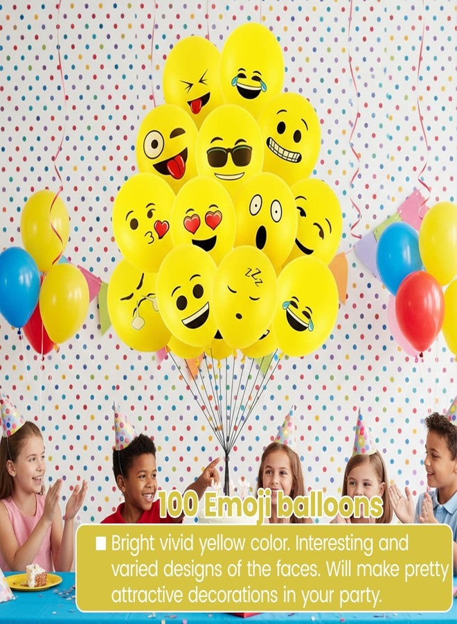 توي إكس إي بالونات TOYXE إيموجي، بالونات لاتكس بوجه مبتسم (أصفر، 12 بوصة)، 40568، 100 قطعة - Image 2